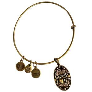 Alex and Ani Because I ♥ You Gold or Brass Expandable Charm Bangle 2016 Heartfel
